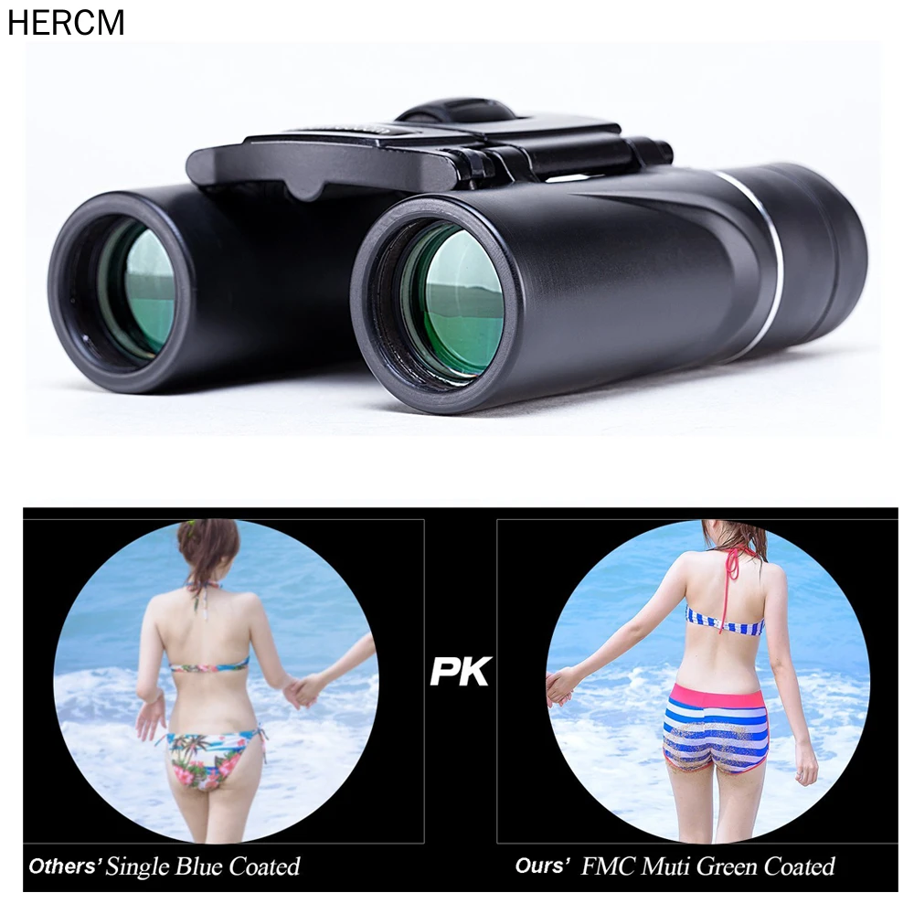 HERCM 8x21 компактный зум бинокль большой дальности 1000 м складной HD мощный мини телескоп BAK4 FMC оптика Охота Спорт Кемпинг
