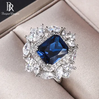 

Bague Ringen Silver 925 Jewelry Gemstones Sapphire Ring for Women Vintage style Female Fine Jewelry for Anniversary Resizable