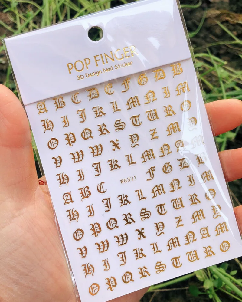 1PCS Multi-Color Laser Reflective Alphabet Nail Art Sticker Kit
