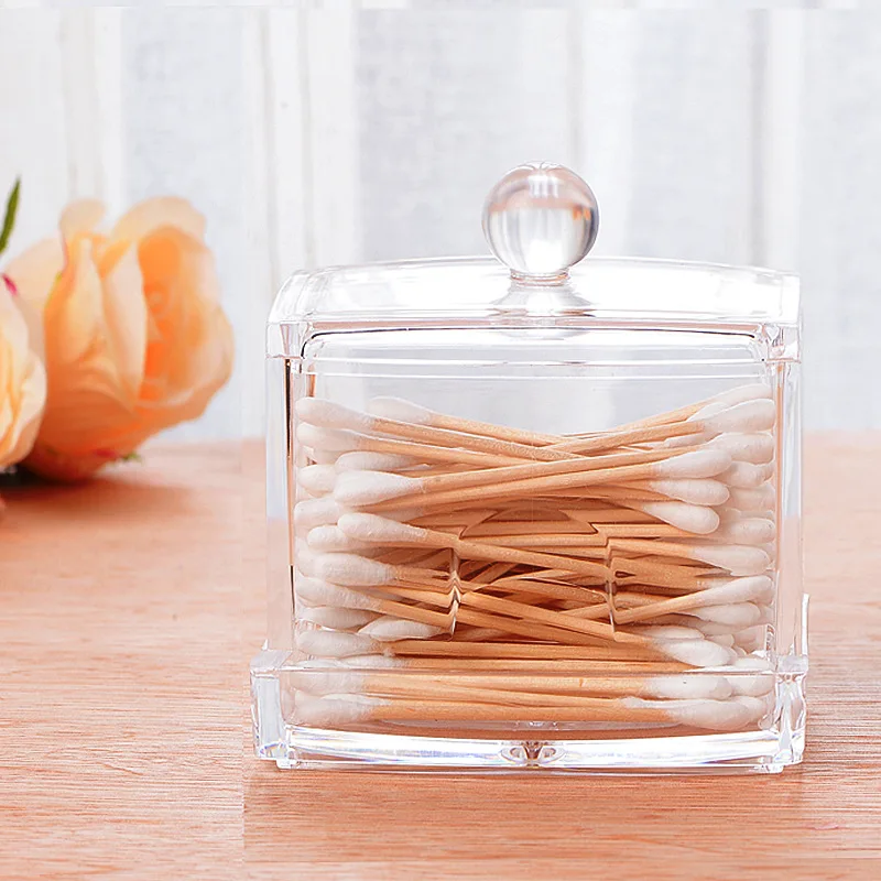 

Transparent Cotton Swab Storage Box Acrylic Make Up Storage Boxes Portable Cosmetics Container Case Makeup Organizer Opbergdoos