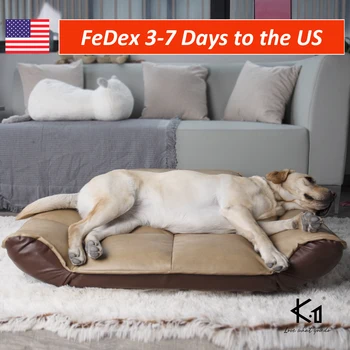 

Pet Sofa Bed for Small Dog with Pet-friendly Adjustable Armrests and a Comfy Base Durable PU+PVC Leather Strong Steel Frame