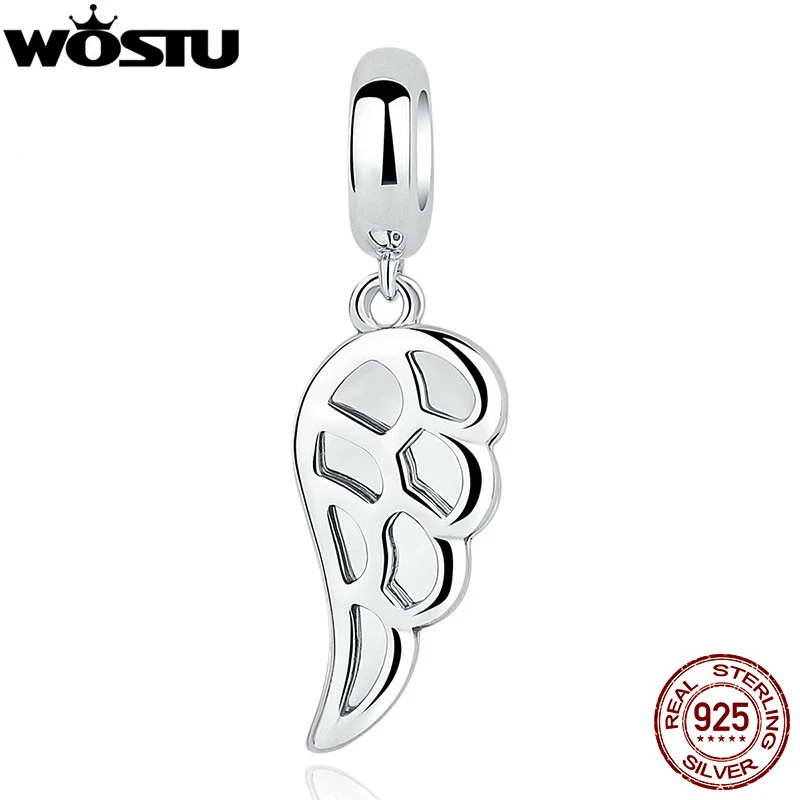 925 Стерлинговое серебро Крыло ангела и сердце Серебряный Шарм Бусины Подходят