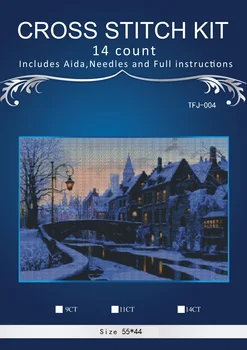 

new Embroidery Counted Cross Stitch Kits Needlework - Crafts 14 ct DMC Color DIY Arts Handmade Decor Snowing evening
