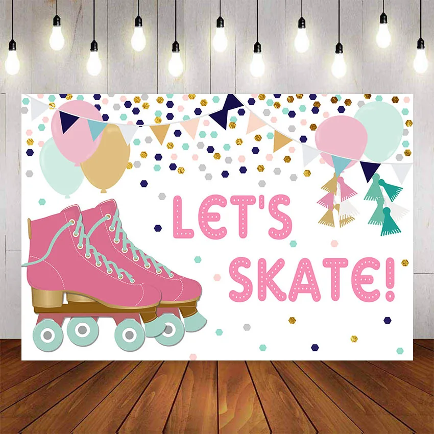 Фон для фотосъемки неоновый роликовый скейт тематический фон розовый катающийся на коньках День Рождения Вечеринка Let's rolling светящийся скейт фон для фотостудии - Цвет: Сиренево-синего цвета