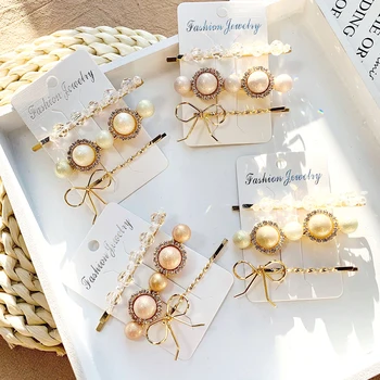 

3pcs/set Metal Hair Clips For Women Girls Pearl Hairpin Rhinestone Hairpins Bobby Pin Hair Accessories New Arrival