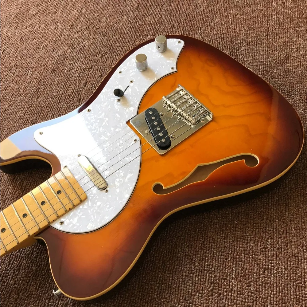 custom shop,classical TELE F hollow body Maple fingerboard Electric Guitar,telecasterr Sunburst guitarra289 (2)