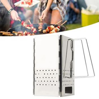

Portable Stainless Steel BBQ Grill Non-stick Surface Floding Barbecue Grill Outdoor Camping Picnic Tool 17*17*30cm