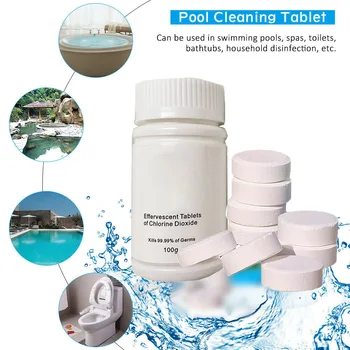

100 Tablets Pool Cleaning Tablet Floating Chlorine Hot Tub Chemical Dispenser Durable And Practical To Use