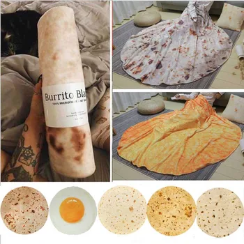 

Soft Warm Flannel Burrito Blankets 280Gsm Round Shape throw blankets Coral Fleece Tortilla Nap Wrap travel egg Blankets