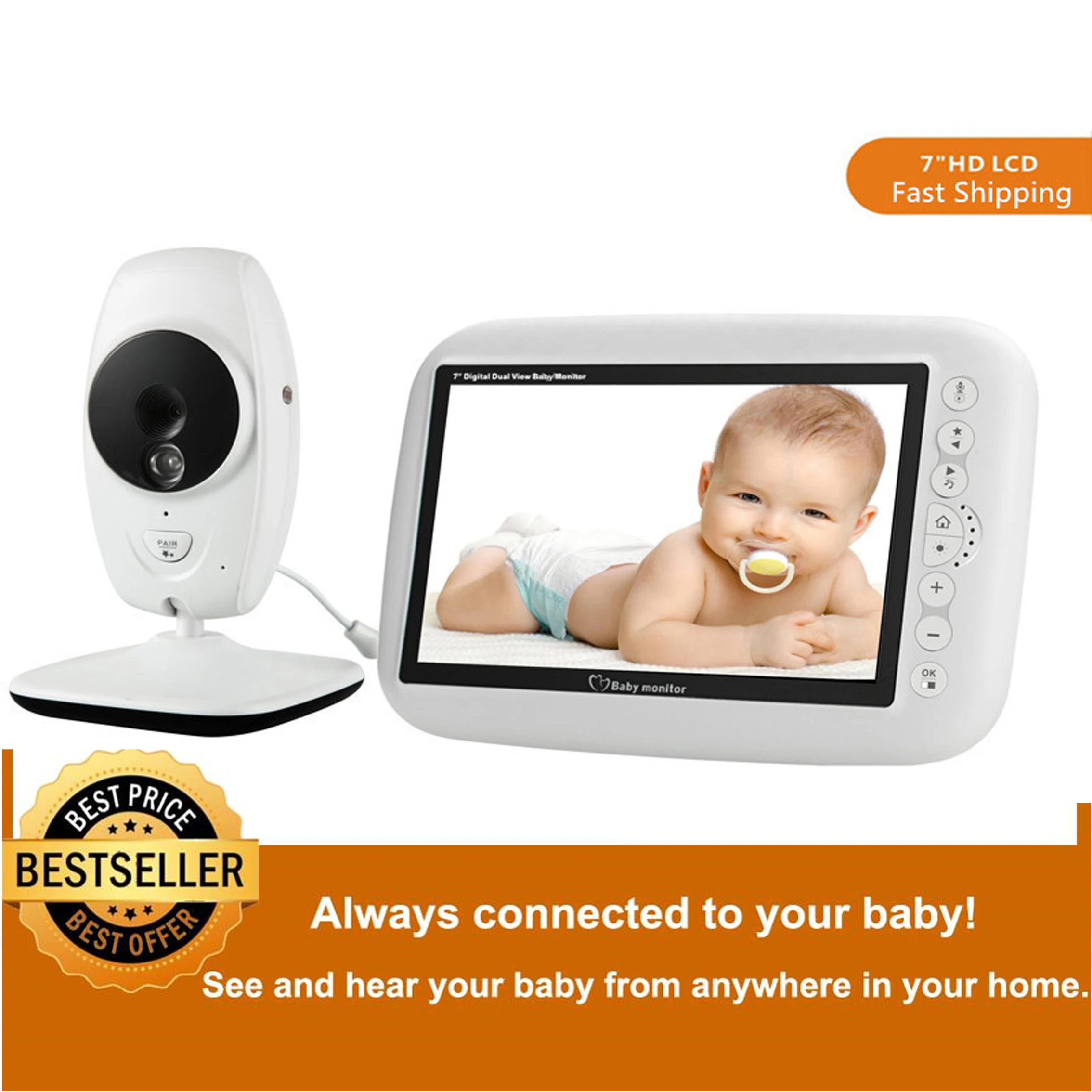7 Inch Hd Screen Wireless Baby Video Monitor 7p Camera Night Vision Intercom Lullaby Nanny Baby Monitor Supports Screen Switch Baby Monitors Aliexpress