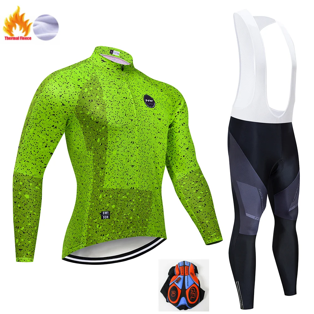 Winter Cycling Suit3 Northwave зимняя велосипедная одежда с длинным рукавом Джерси NW Мужская Pro Team теплая куртка комплект MTB Одежда термофлис Ropa Ciclismo - Цвет: Winter Cycling Suit3
