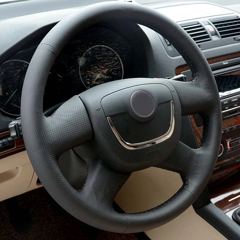Черный кожаный чехол на руль CARDAK для Skoda Octavia Superb 2012 Fabia a 5 a5 2013 Yeti 2009 2013|Чехлы руль| |