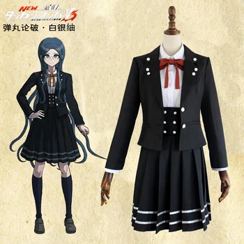 

Danganronpa V3 Killing Harmony Shirogane Tsumugi School Uniform Cosplay Costume Coat+Skirt+top+ tie Halloween maid school unifor