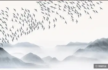 

wallpaper for walls 3 d for living room New Chinese style landscape bird art TV background wall