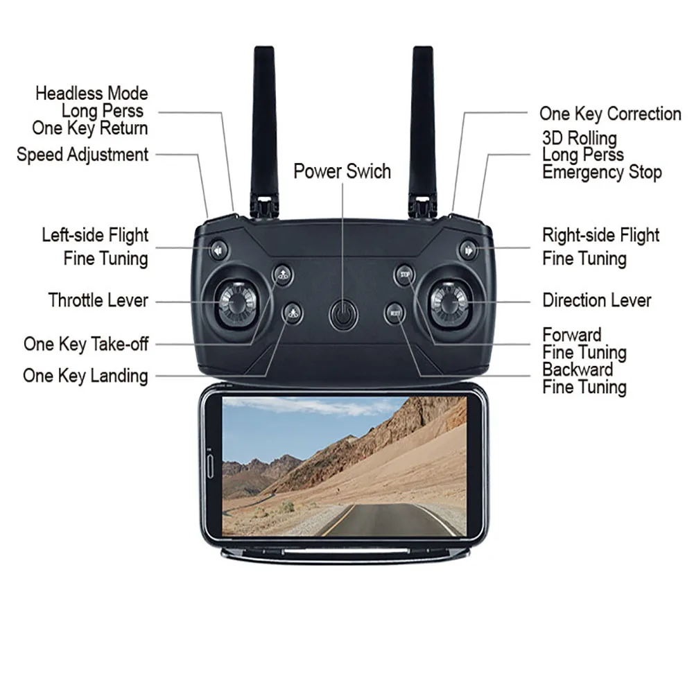 E68 wifi FPV складной Квадрокоптер пластиковый широкоугольный светодиодный светильник HD камера удержание высоты 2,4 GHz RC Дрон Безголовый режим перезаряжаемый