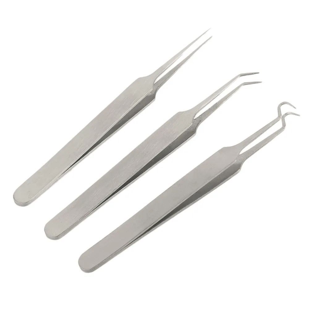 

3 pcs/set Acne Needle Tweezers Blackhead Pimples Removal Pointed Bend Gib Head Comedone Acne Extractor Face Skin Care Tools