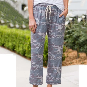 

Autumn Camo Pajama Pants Home Clothes Casual Printed Pants Pajamas Sleepwear Loose Calf Length Women's Home Pants Femme Pantalon