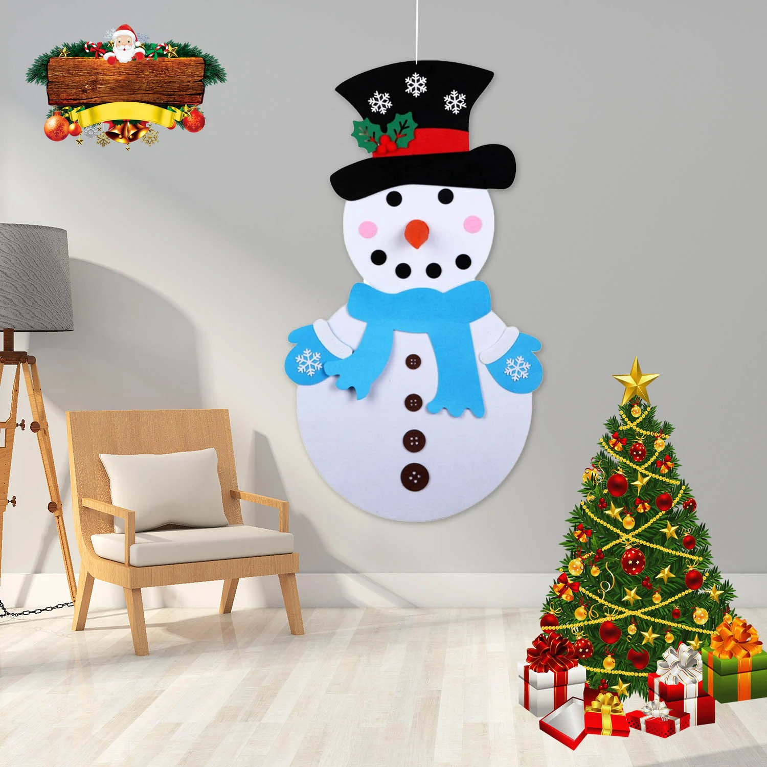 Behogar DIY Рождественский войлочный набор Снеговик с 29 съемными орнаментами для рождества Рождественские украшения детские подарки