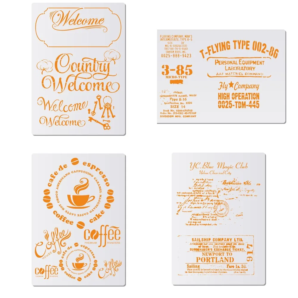 

4 Pcs/Set Advertisement Cake Design Stencils Cake Decoration Supplies Fondant Tool Cake Side Stencils