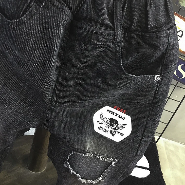 Г. Осень-зима, стиль, плотные рваные джинсы для мальчиков модные крутые джинсы для маленьких детей, модные брюки