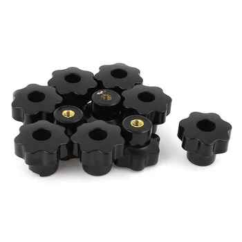 

10 Pcs 32mm Dia M6 Thread Screw On Type Star Head Clamping Knob Grip