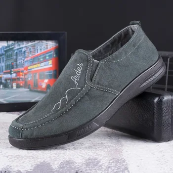 

Old Beijing Cloth Shoes Men's 2020 Spring One-step Casual Men's Shoes Middle-aged and Elderly Flat Non-slip Washed Canvas Shoes