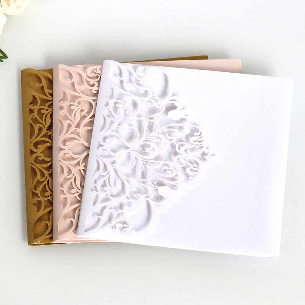  Pretty Hollowing Invitation Laser Cut Wedding Invitations Greeting Card Customize Business Birthday - 4000460390185