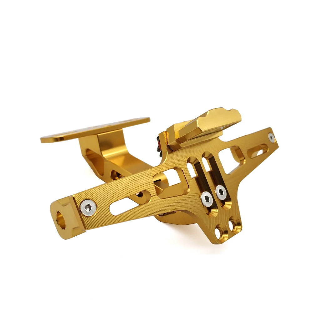 Для Kawasaki W800 кафе ZX636R ZG1000 ZX9 Универсальный CNC мотоцикл задний номерной знак держатель и регулируемый угол лицензии - Цвет: Золотой