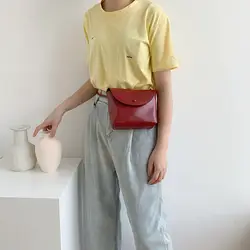 Корейский Одноцветный мягкий откидной кошелек с карманом, 2019, женские модные Сумки из искусственной кожи на талии, маленькая квадратная