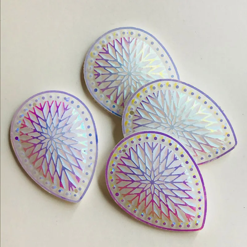 Wholesale Water Drop Gems Stone for Native Women Jewelry Earring Making Accessories White AB Color 3040mm 50pcslot 2 Holes 2