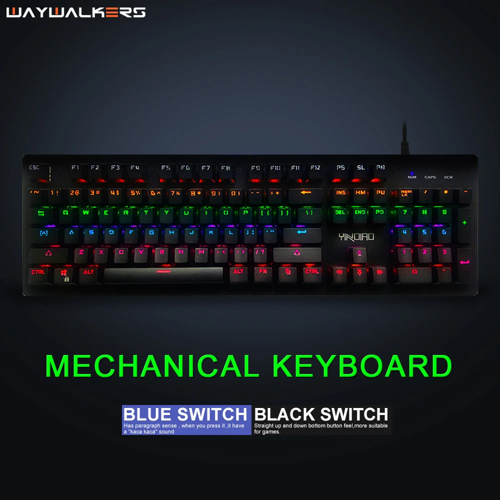 

Gaming Mechanical Keyboard Blue Switch USB Mix Backlit Wired Keyboards 104 Anti-Ghosting For Game Laptop PC Russian US Computer