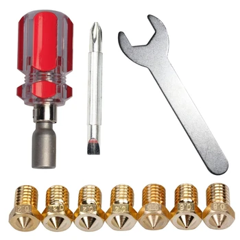 

3D Printer Nozzles + 4 DIY Tools for J-Head E3D V5 V6 0.2mm 0.3mm 0.4mm 0.5mm 0.6mm 0.8mm Nozzle Tool for Nozzle Replacement,S