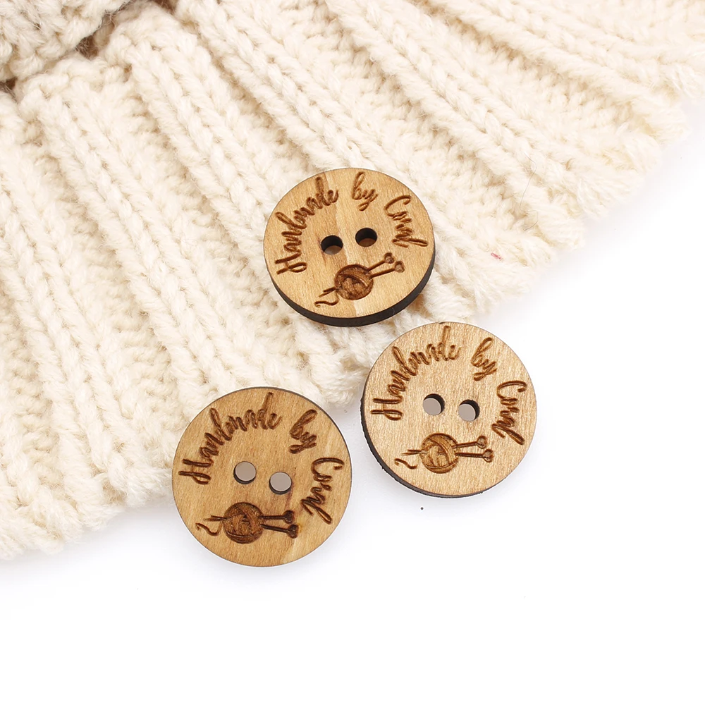 

Custom wooden buttons, knitted and crocheted items, buttons ,Custom text, 25mm, Sewing (MK3218)