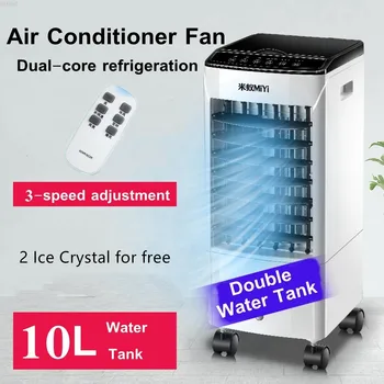

10L Double Water Tank Portable Air Conditioner Cooler Fan Include Ice Crystal 3 Wind Speed Low Noise 220V 2 Styles Control Way