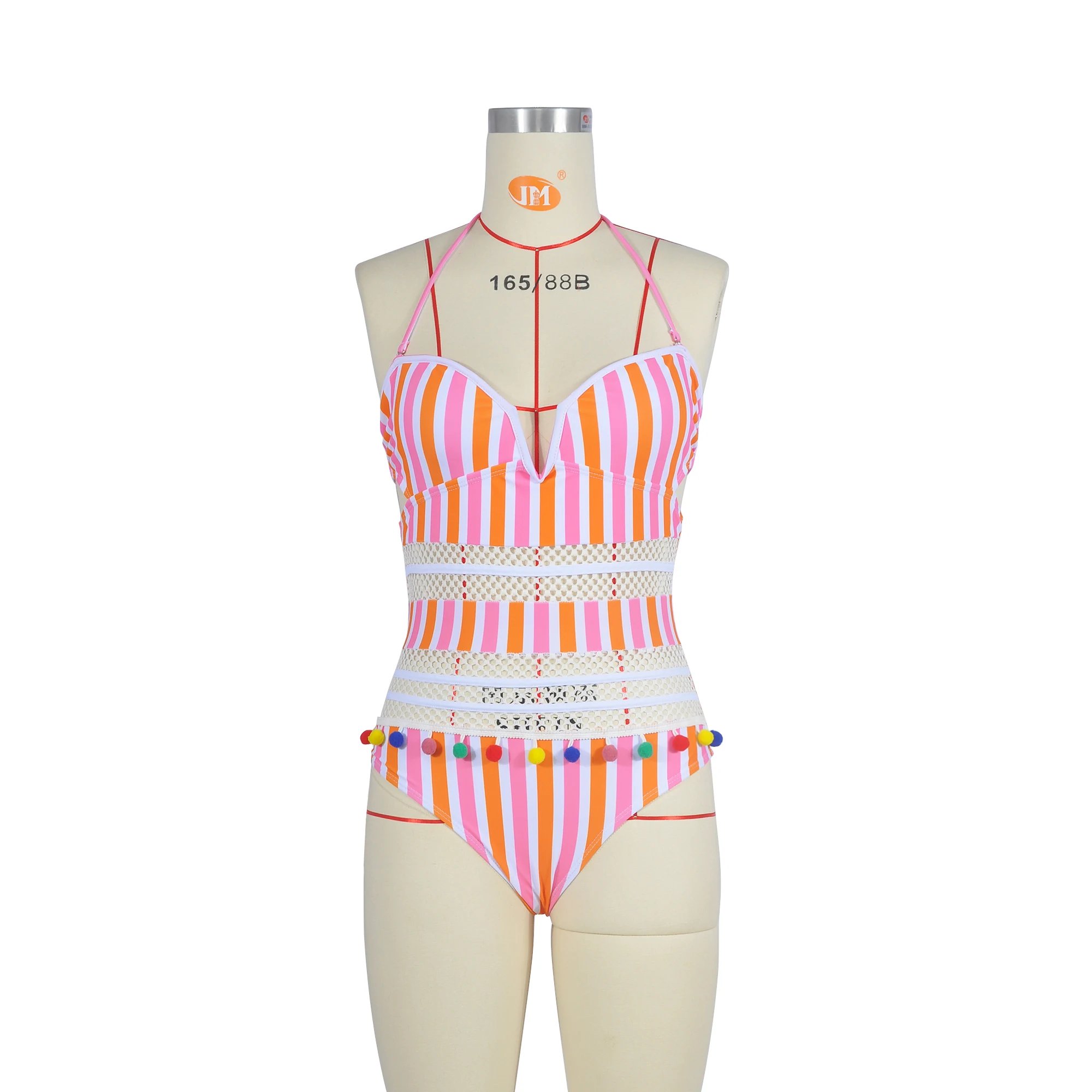 WERIDEDIRT 2020 New Women?s Sexy Solid backless Halter Swimwear Strap Deep V Ball Hanging  One Piece suits Beachwear for women