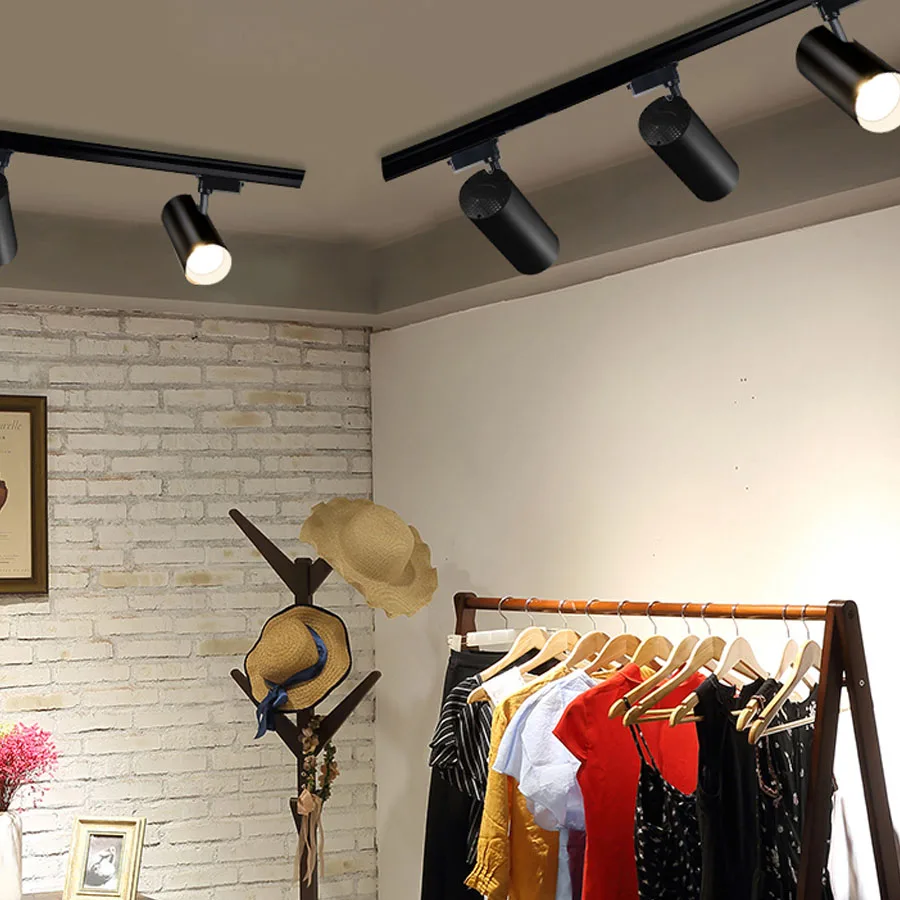 

30W AC85-265V packing LED Track Light COB Lamp Spot Rail Lights Ceiling Spotlights Kitchen Shop Store Lighting