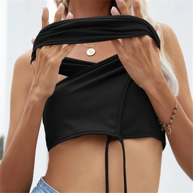 Description Picture 5 of itemNew Fashion Summer Sexy Lady Push Up Tank Tops Tube Chest Wrap Bandeau Bralette Black White Straps Wrapped Chest Pad Underwear
