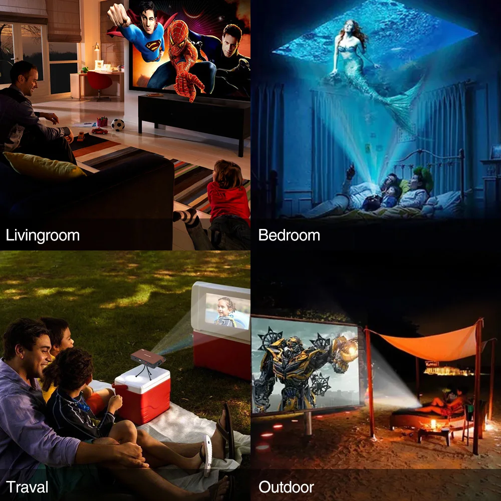 Big Promo sSiXJ S6W DLP MINI projecteur rechargeable WIFI projecteur à LED portable vidéo 3D Full Hd projecteur pour 1080P cinéma maison Mobile intelligent