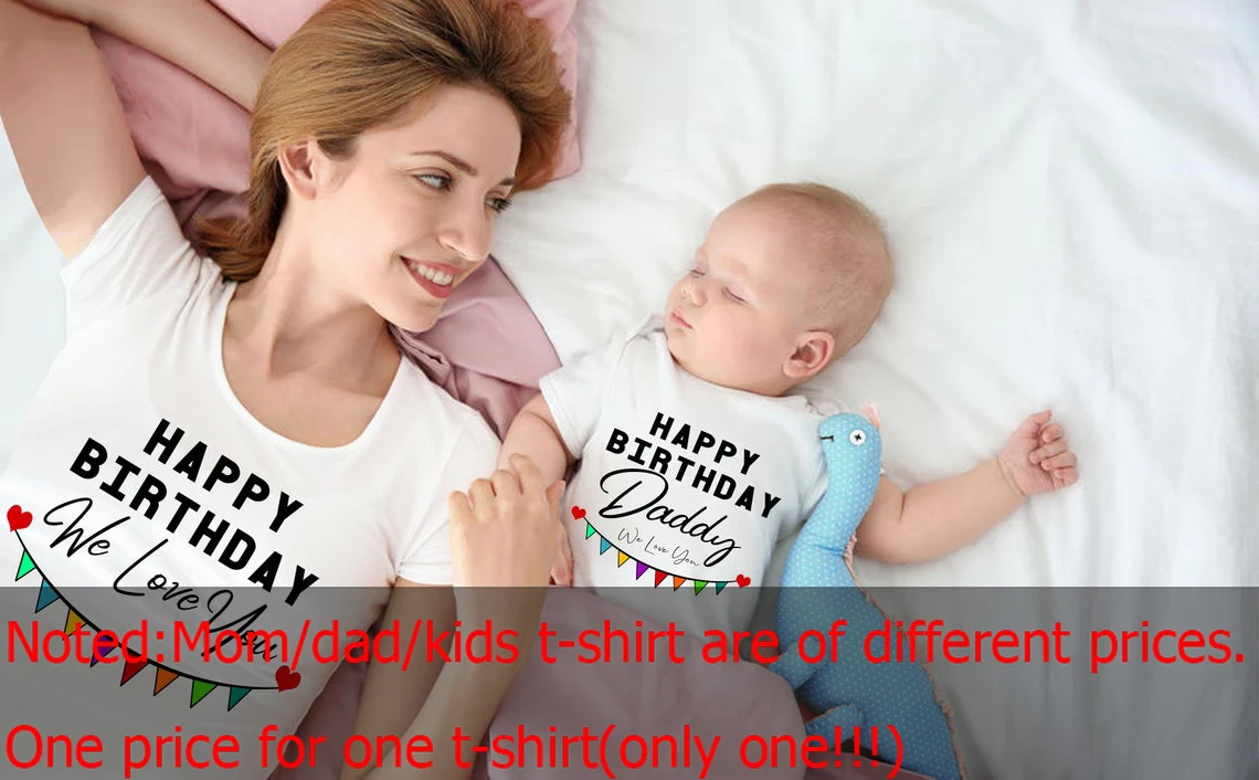Feliz cumpleaños papá mamá y bebé familia traje a juego regalo para papá bebé camisa camiseta regalo de cumpleaños