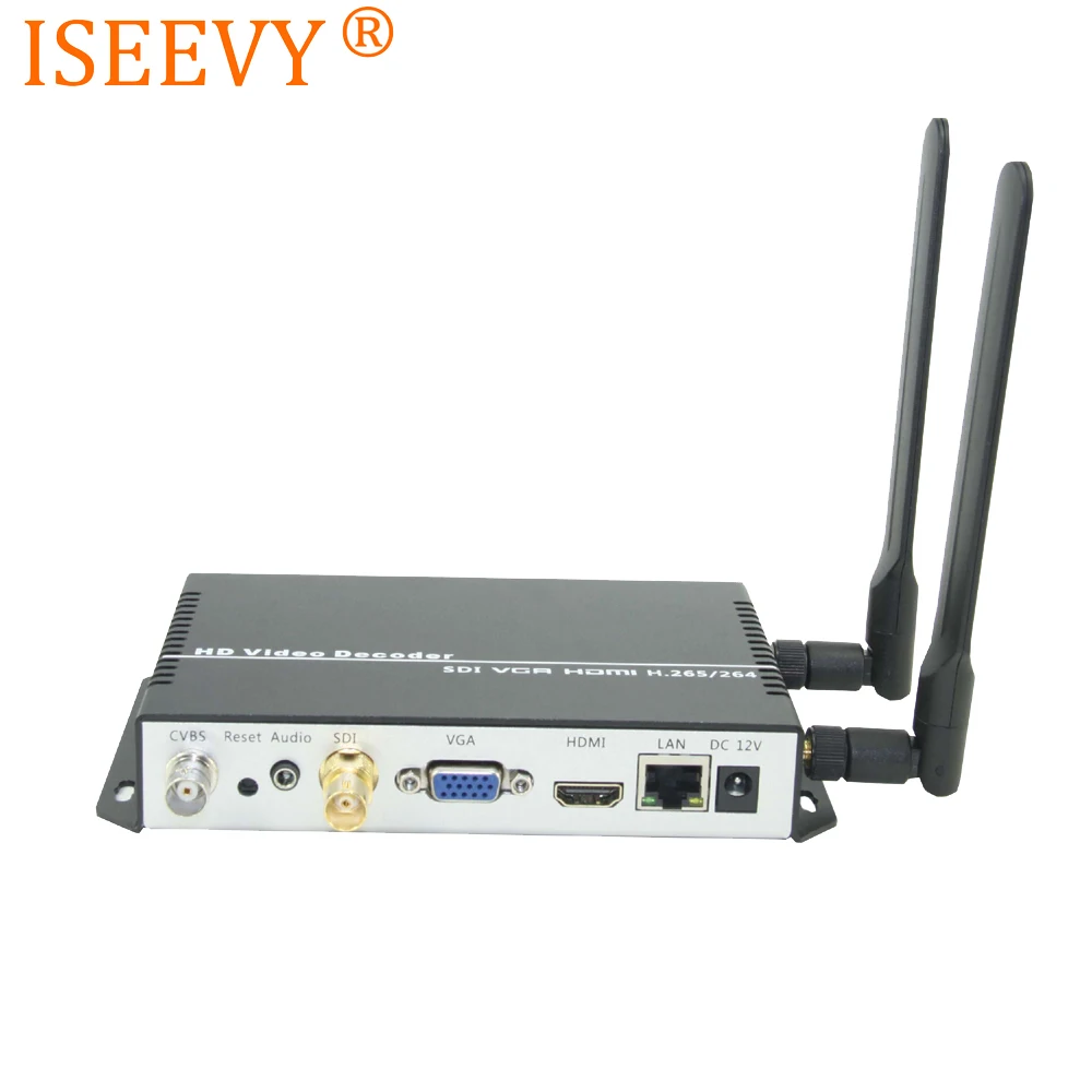 Декодер ISEEVY Wi Fi H.265 H.264 IP к SDI с выходом HDMI VGA CVBS поддержка RTMP RTSP RTP UDP HTTP