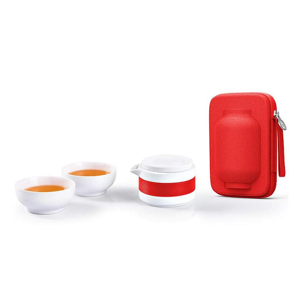 3 шт./компл. керамический набор чайных чашек портативный кунг-фу чайник с сумкой для офиса дома путешествия J8#3 - Цвет: Red