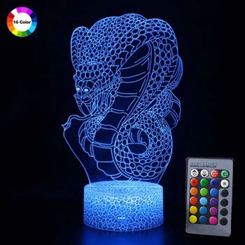 

Colorful 3D Lamp Illusion LED Night Light with Remote Control Snake Series Flash Desk Table Lamp Luminous Home Decoration