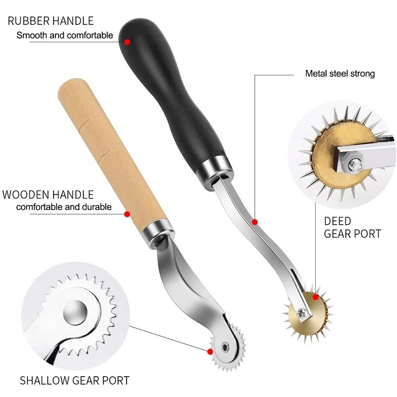 Ruota Da Tracciatura Per Cucito - Liscia E Seghettata, Con Manici Ergonomici, Per Tessuto E Pelle - Foto 2
