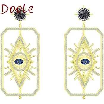 

High Quality SWA Fashion Jewelry Charm Devil's Eye Dual Purpose Star Earrings, Square Exaggerated Big Dangle Earring For Eomen