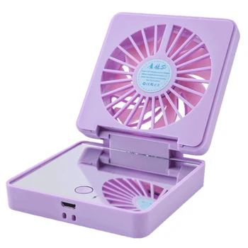 

Portable Mini Handheld Fan Foldable Rechargeable with Vanity Mirror Fan for Mobile Phone Support(Purple)