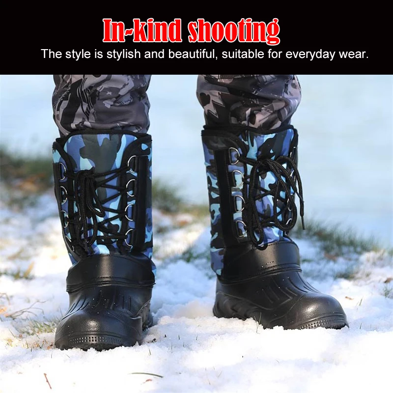 winter Fishing shoes waterproof Wading Fishing Rubber boots Non-slip Plus velvet Keep warm outdoor product fishing waders shoes