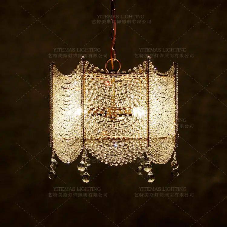 Маленький прозрачный кристалл из бисера 1 светильник Серебряная Люстра