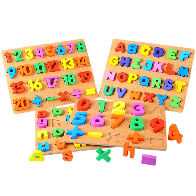 price reduction Montessori Wooden Puzzle Letters Baby Alphabet Early Educational Toys Three-Dimensional Cognitive I