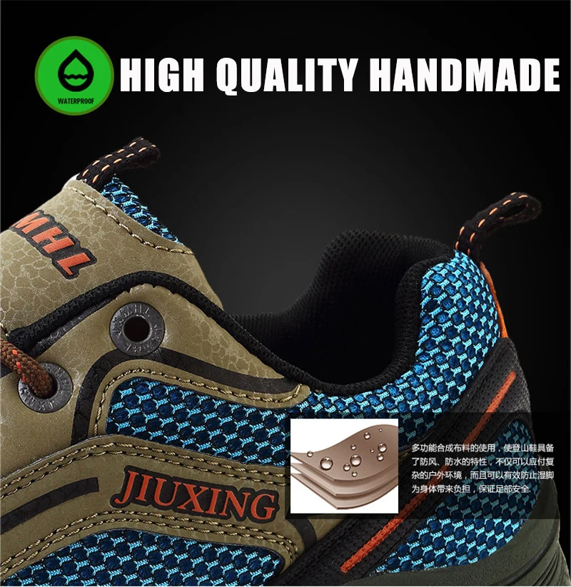 HUMTTO Men Hiking Shoes Non Slip Trekking Shoes Breathable Sneakers Mountain Climbing Shoes Wear Resistant Camping Shoes Male