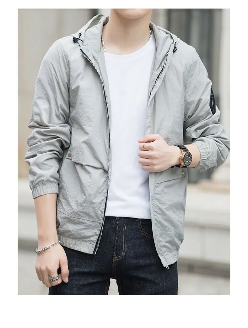 2019 Autumn Mens Jackets Windbreaker Jacket Coat Male Hooded Collar Lightweight Jacket Men Fashion INS Style Brand MuLS Fit 4XL 06